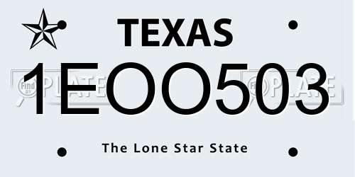 1EOO503 Texas License Plate