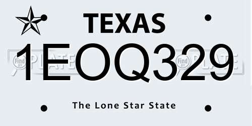 1EOQ329 Texas License Plate