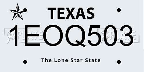 1EOQ503 Texas License Plate