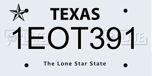 1EOT391 Texas License Plate