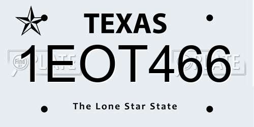 1EOT466 Texas License Plate