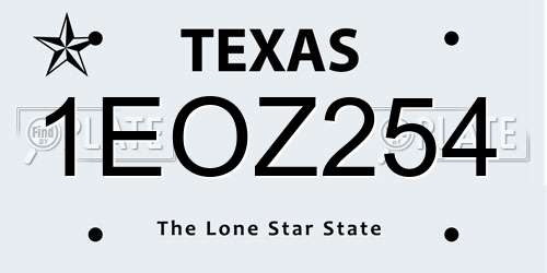 1EOZ254 Texas License Plate
