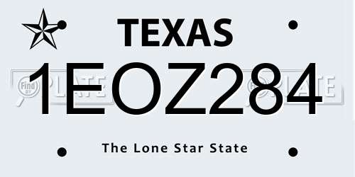 1EOZ284 Texas License Plate