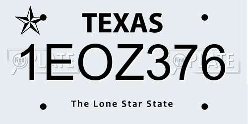 1EOZ376 Texas License Plate