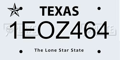 1EOZ464 Texas License Plate