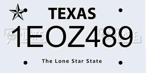 1EOZ489 Texas License Plate