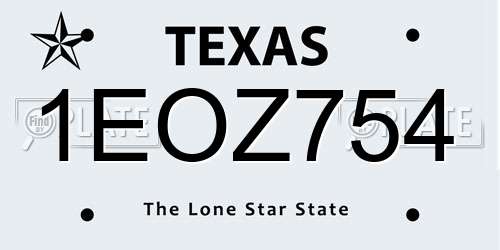 1EOZ754 Texas License Plate