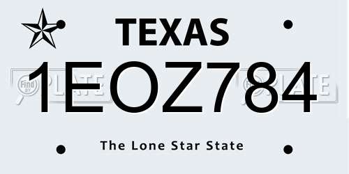 1EOZ784 Texas License Plate