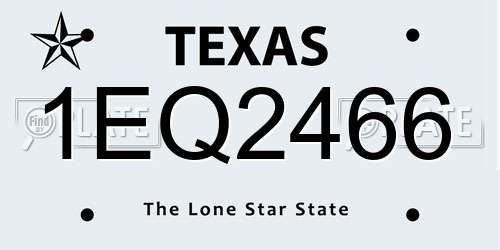 1EQ2466 Texas License Plate