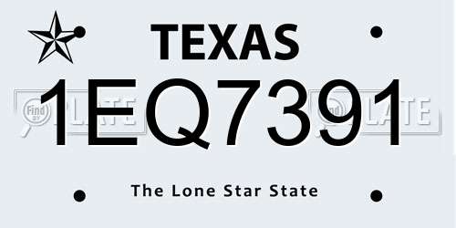 1EQ7391 Texas License Plate