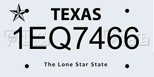 1EQ7466 Texas License Plate