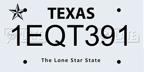 1EQT391 Texas License Plate