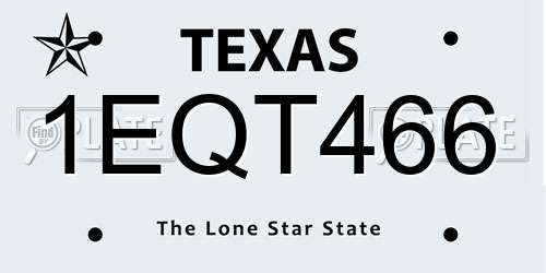 1EQT466 Texas License Plate