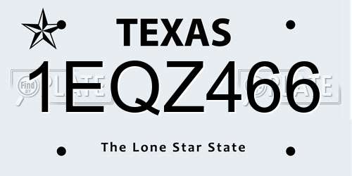 1EQZ466 Texas License Plate