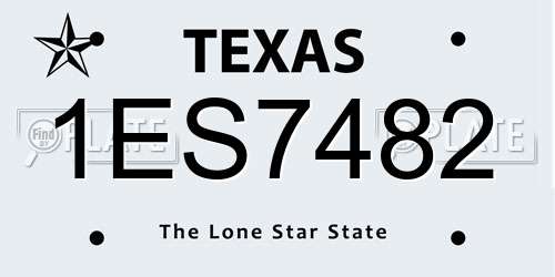 1ES7482 Texas License Plate