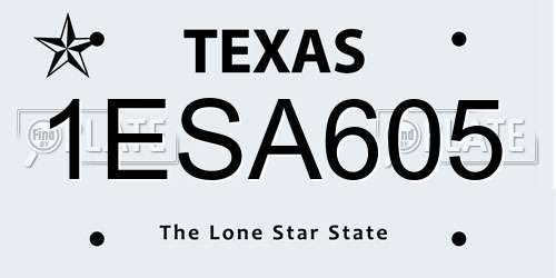 1ESA605 Texas License Plate