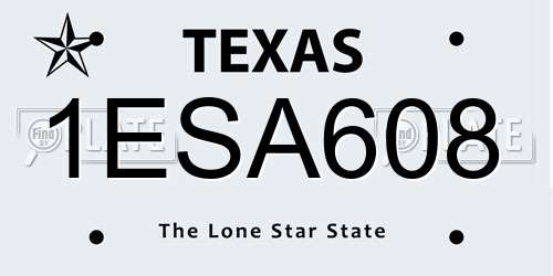 1ESA608 Texas License Plate