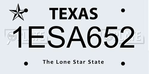 1ESA652 Texas License Plate