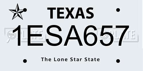 1ESA657 Texas License Plate