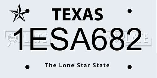 1ESA682 Texas License Plate