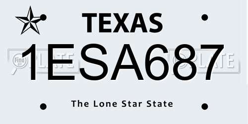 1ESA687 Texas License Plate