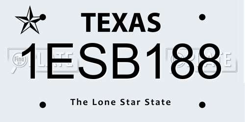 1ESB188 Texas License Plate