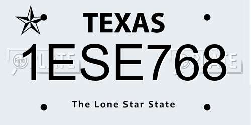 1ESE768 Texas License Plate