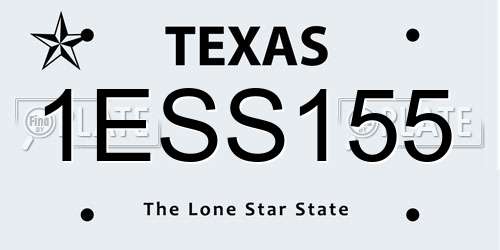 1ESS155 Texas License Plate