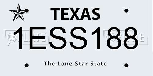 1ESS188 Texas License Plate
