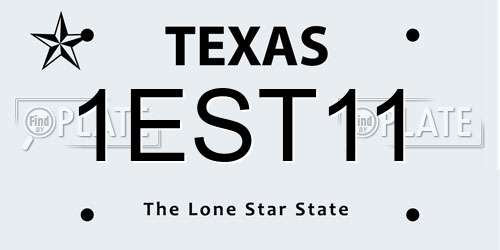 1EST11 Texas License Plate