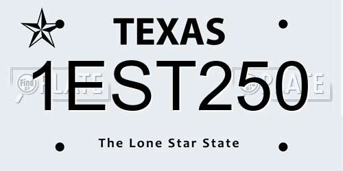 1EST250 Texas License Plate
