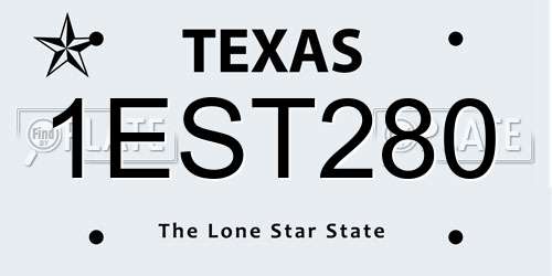 1EST280 Texas License Plate
