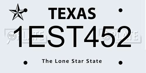 1EST452 Texas License Plate