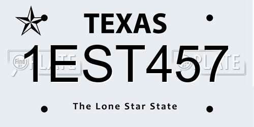 1EST457 Texas License Plate