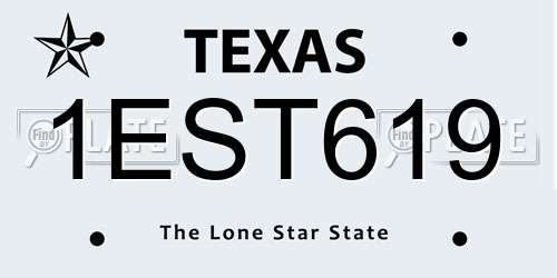 1EST619 Texas License Plate