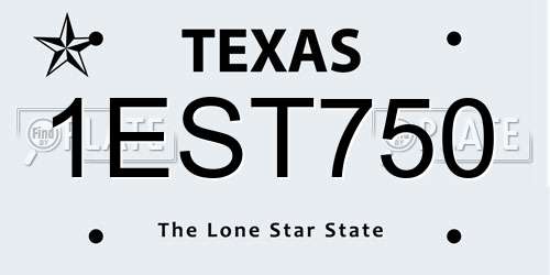 1EST750 Texas License Plate