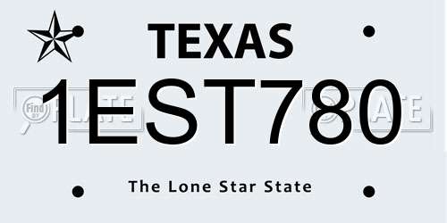 1EST780 Texas License Plate