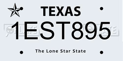 1EST895 Texas License Plate