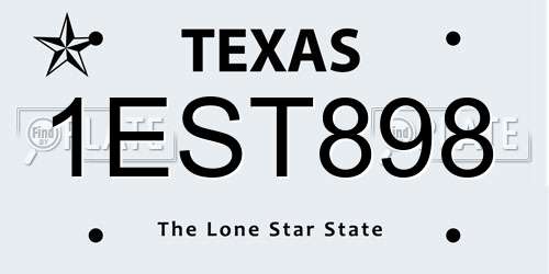 1EST898 Texas License Plate