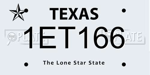 1ET166 Texas License Plate