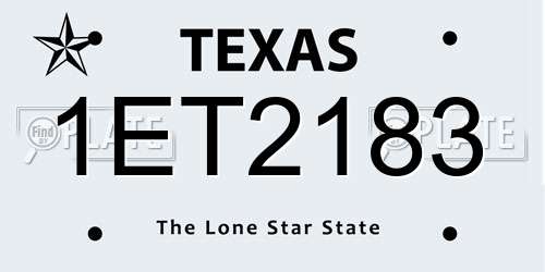1ET2183 Texas License Plate