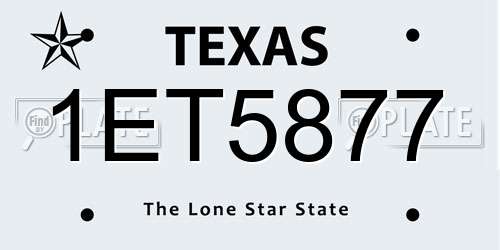 1ET5877 Texas License Plate