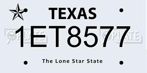 1ET8577 Texas License Plate