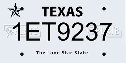 1ET9237 Texas License Plate