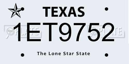 1ET9752 Texas License Plate