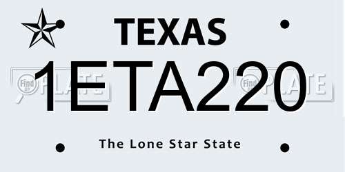 1ETA220 Texas License Plate