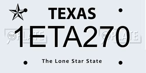 1ETA270 Texas License Plate