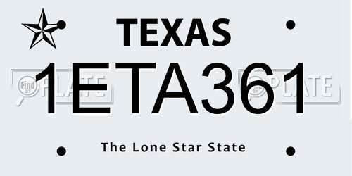 1ETA361 Texas License Plate