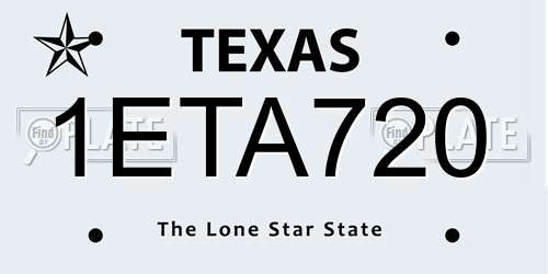 1ETA720 Texas License Plate