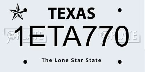 1ETA770 Texas License Plate